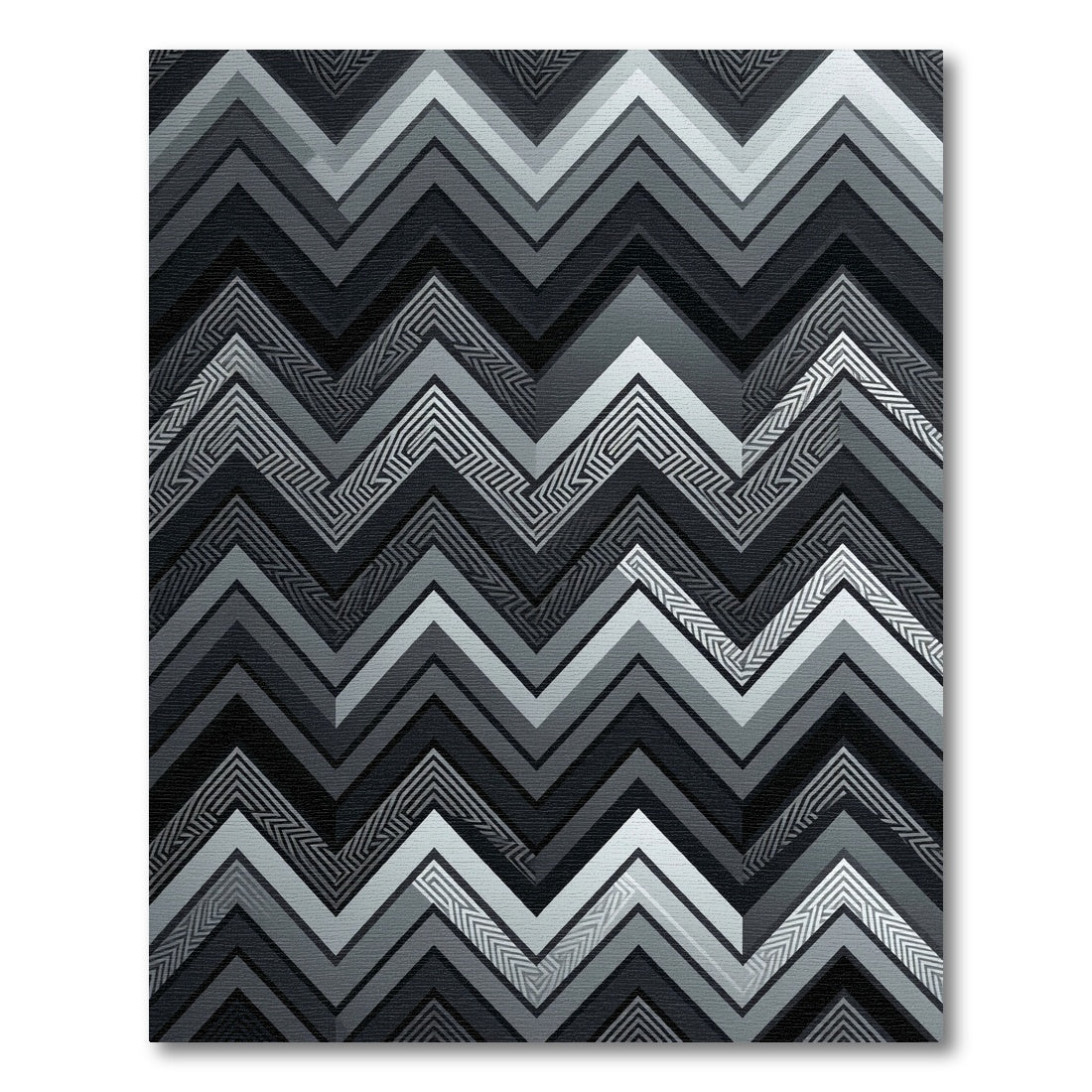 Geometric Monochrome Zigzag Chevron Art Rug
