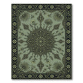 Sage Green Floral Medallion Border Rug