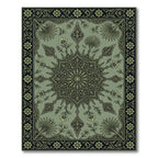 Sage Green Floral Medallion Border Rug