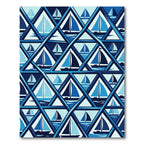Geometric Blue Sailboat Triangle Tile Rug