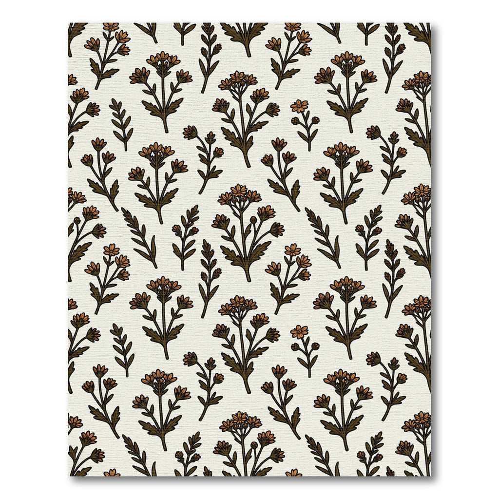 Rustic Brown Floral Branch Repeat Rug