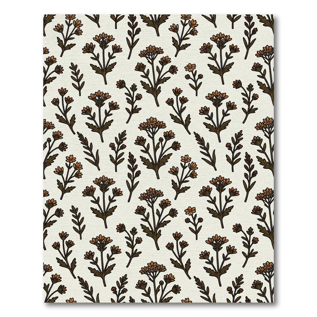 Rustic Brown Floral Branch Repeat Rug