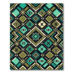 Geometric Teal and Olive Eye Tile Rug
