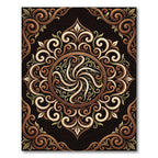 Elegant Fawn Swirl Floral Mandala Rug