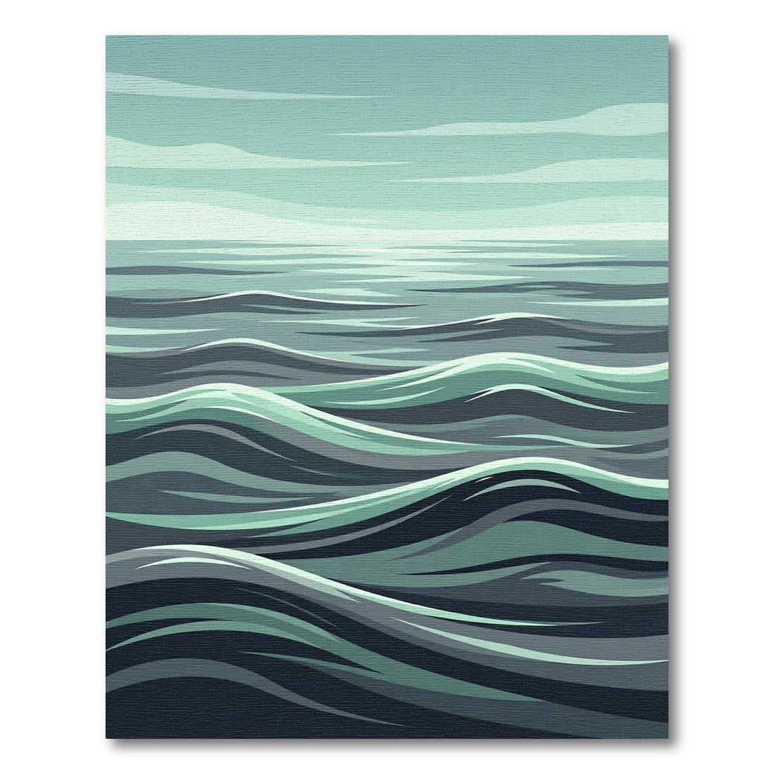 Minimalist Sage and Navy Ocean Wave Rug