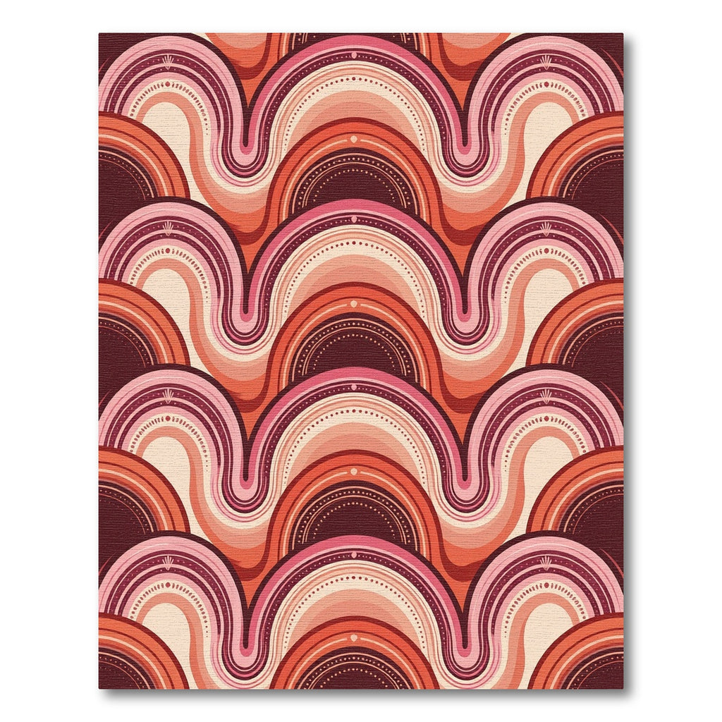 Retro Terracotta Curved Arch Wave Rug