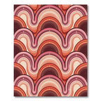 Retro Terracotta Curved Arch Wave Rug