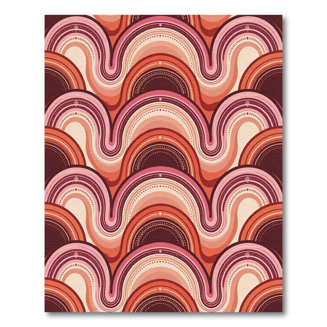 Retro Terracotta Curved Arch Wave Rug