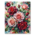 Rich Crimson Blush Rose Watercolor Swirl Rug
