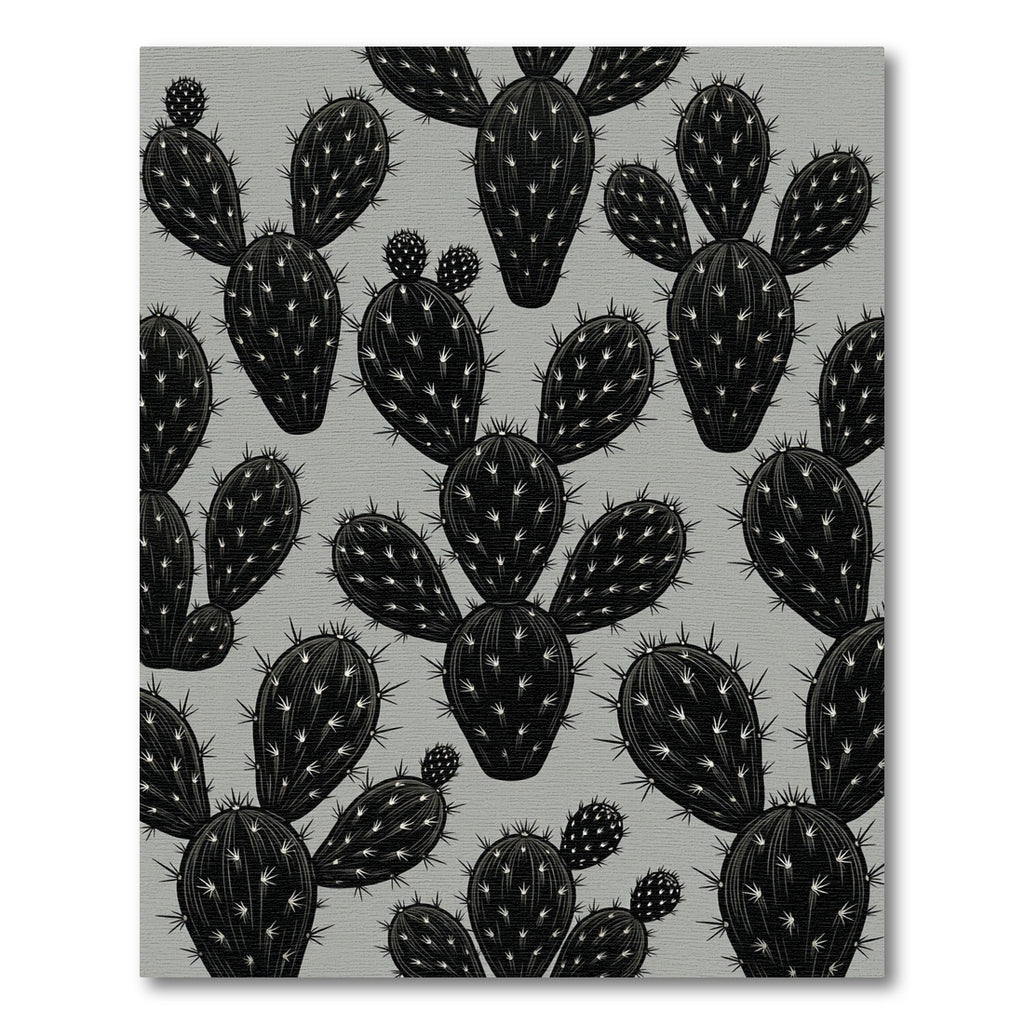 Black Prickly Pear Cactus Texture Rug