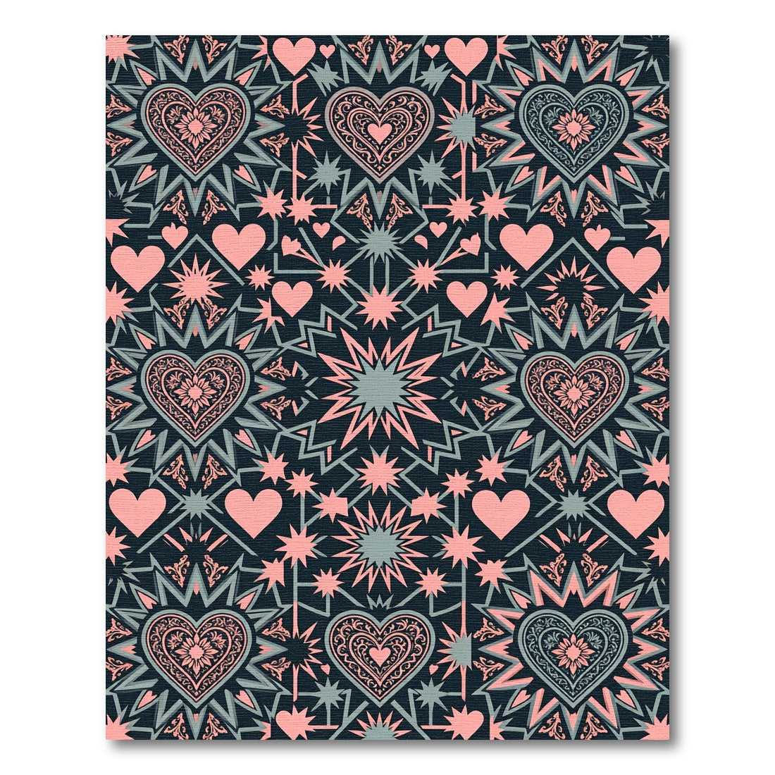 Pink Heart Star Celestial Geometric Rug