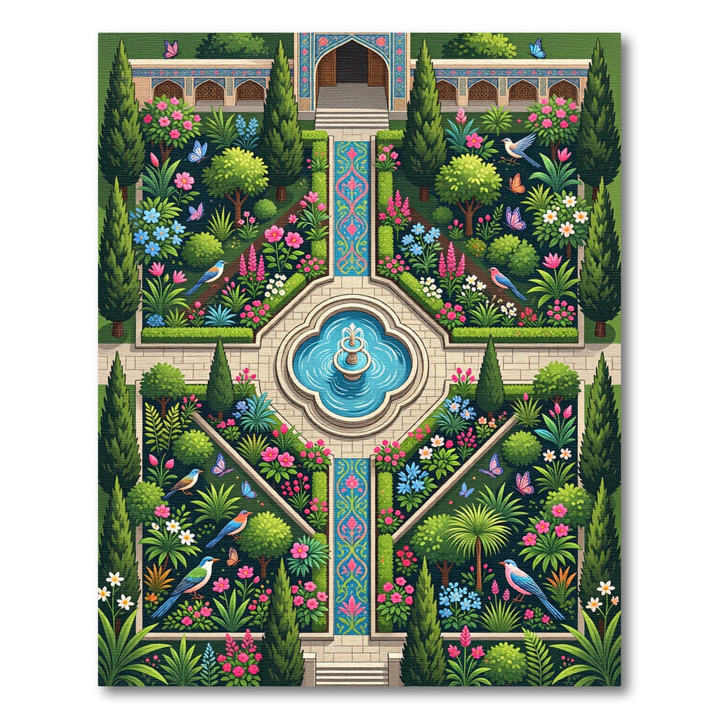 Lush Tropical Whimsical Garden Butterfly Rug