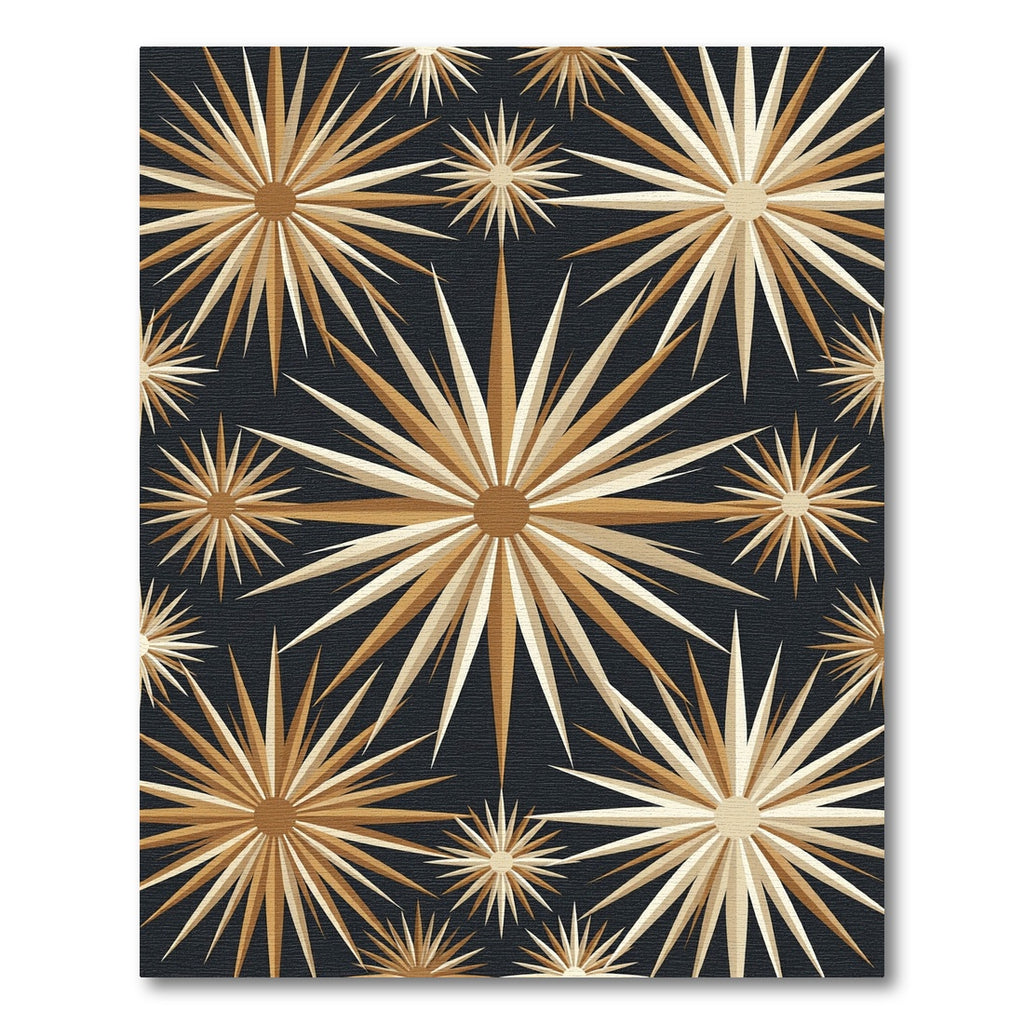 Golden Starburst Radiating Bloom Rug