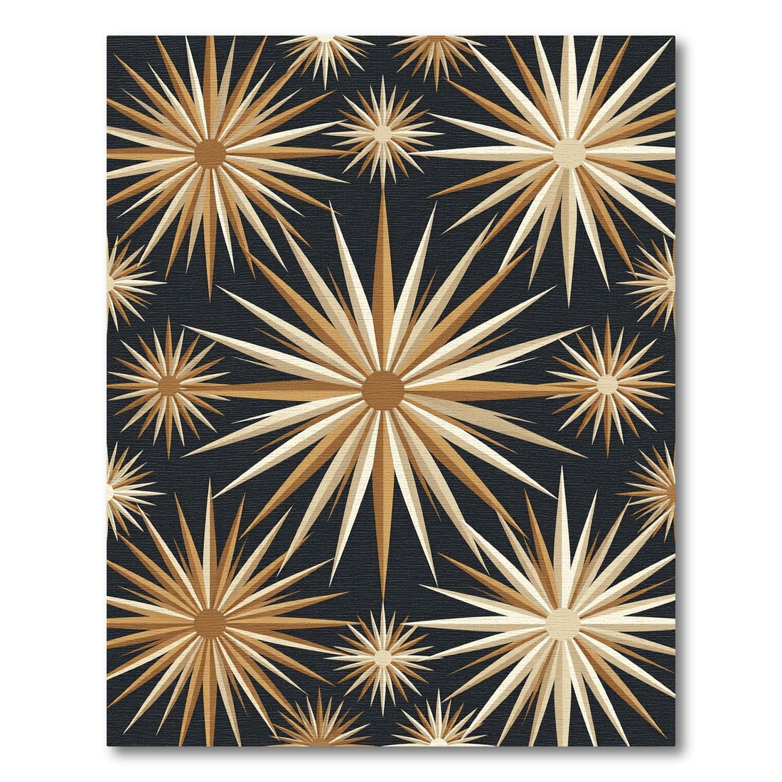 Golden Starburst Radiating Bloom Rug