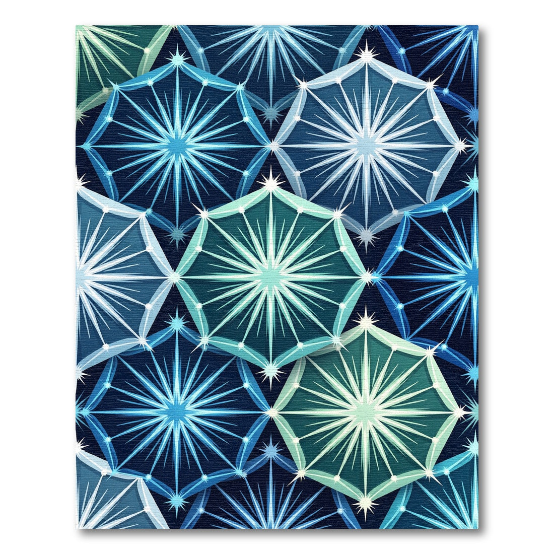 Cool Blue Starburst Geometric Rug