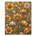 Golden Floral Botanical Meadow Art Rug