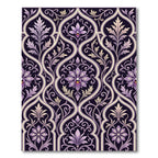 Elaborate Purple Floral Lattice Inlay Rug