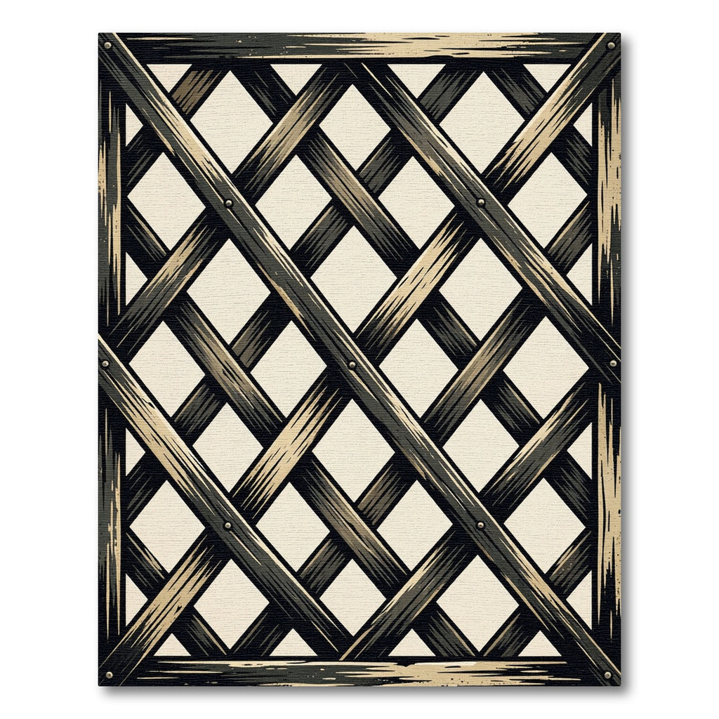 Rustic Charcoal Wooden Lattice Plaid Rug