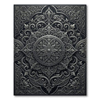 Ornate Gray Floral Mandala Rug