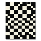 Modern Abstract Monochrome Checkerboard Art Rug