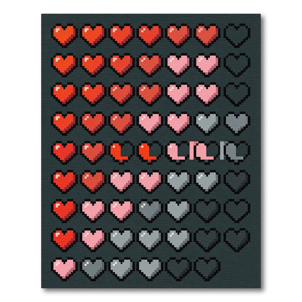 Pixelated Heart Gradient Ombre Grid Rug