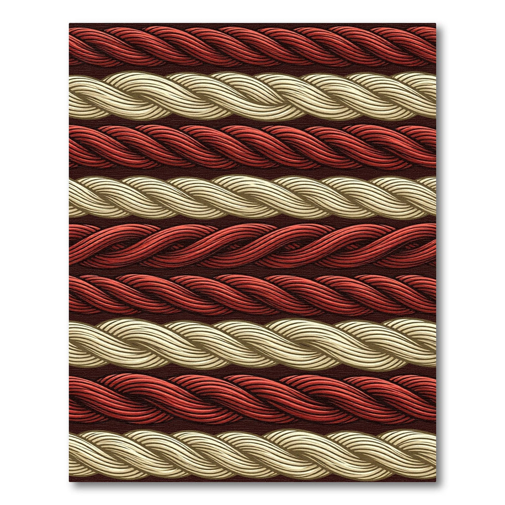 Braided Cream and Red Rope Stripes Rug
