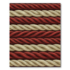 Braided Cream and Red Rope Stripes Rug