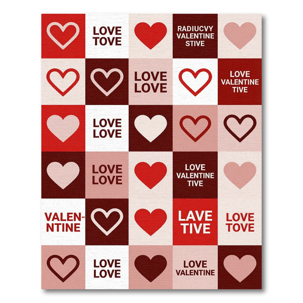 Heart Collection Red White Valentine Rug