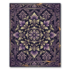 Ornate Violet Floral Damask Rug