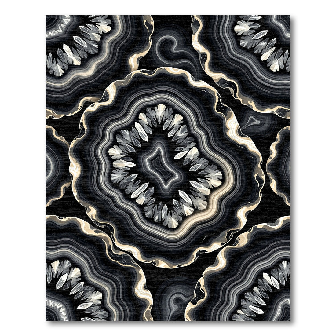 Elegant Black Crystal Agate Waves Rug