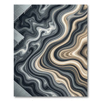 Modern Flowing Marbled Gray and Beige Rug