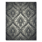 Monochrome Ornate Damask Fleur de Lis Rug