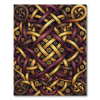Golden Burgundy Interwoven Celtic Knot Rug