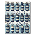 Nautical Blue Anchor Striped Buoy Rug
