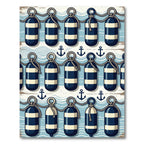 Nautical Blue Anchor Striped Buoy Rug