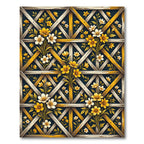 Golden Floral Trellis Lattice Rug