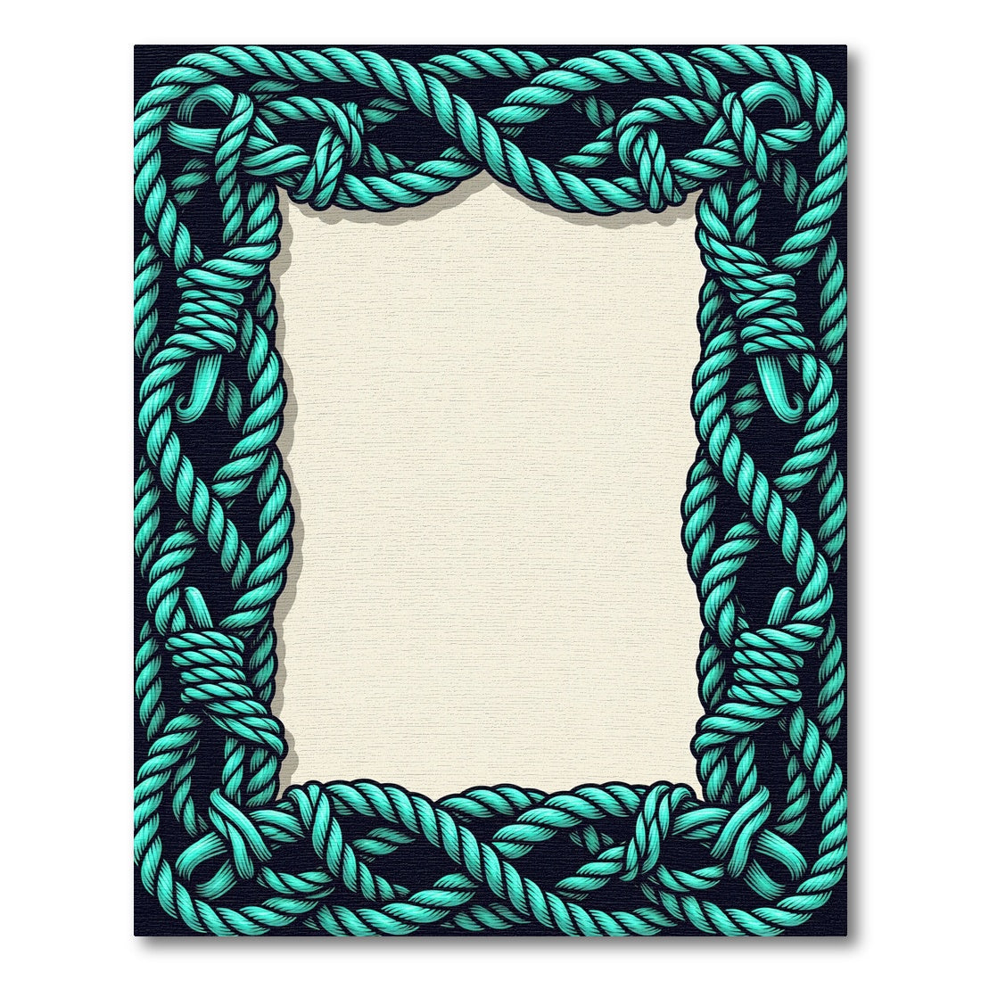Deep Teal Rope Border Rug