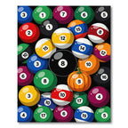 Colorful Billiard Ball Pumpkin Collage Rug