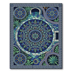 Deep Blue Stained Glass Floral Medallion Rug