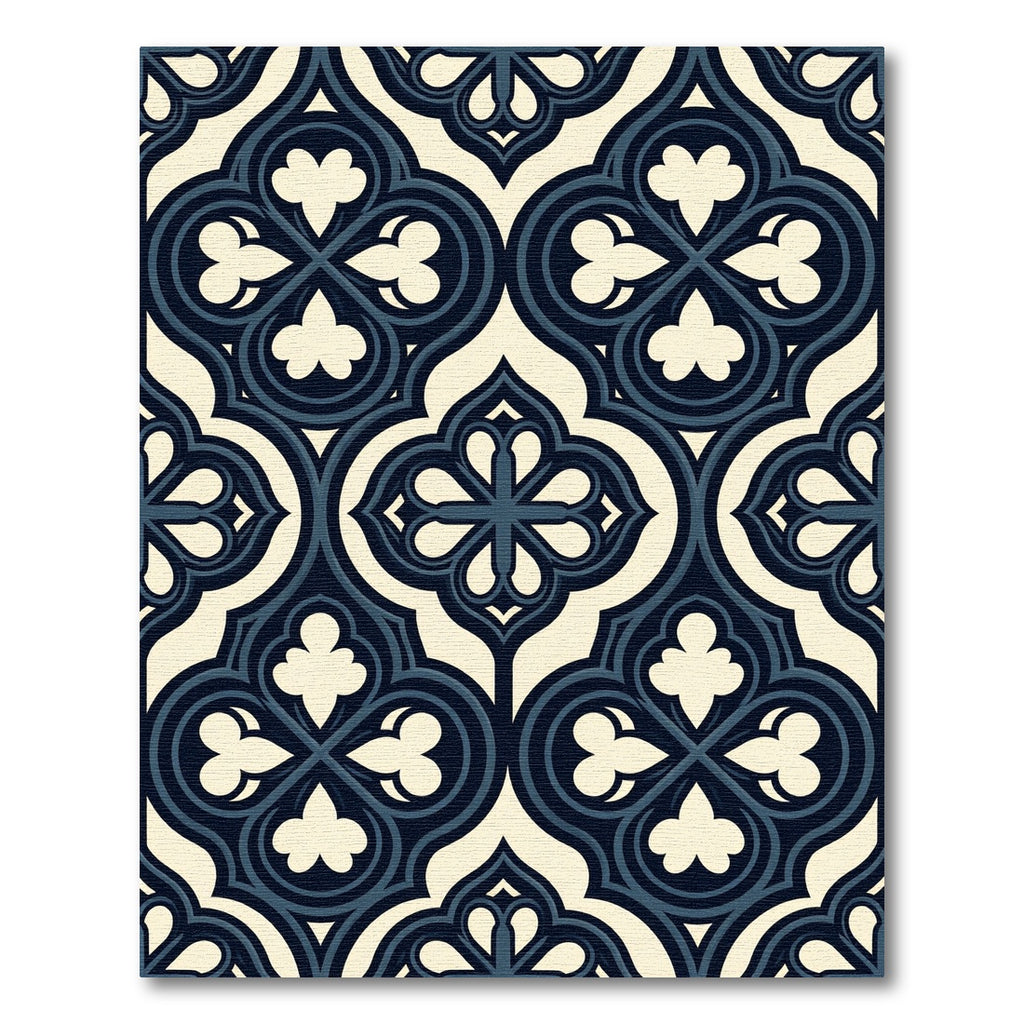 Midnight Navy Gothic Quatrefoil Tile Rug
