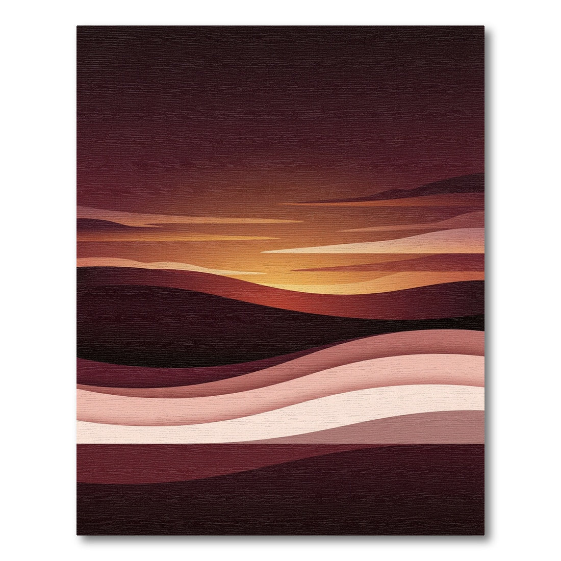 Modern Sunset Landscape Layered Gradient Rug