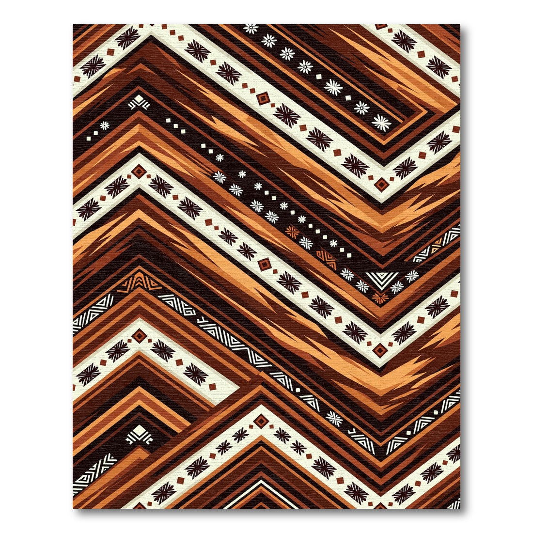 Earthy Brown Geometric Chevron Tribal Rug