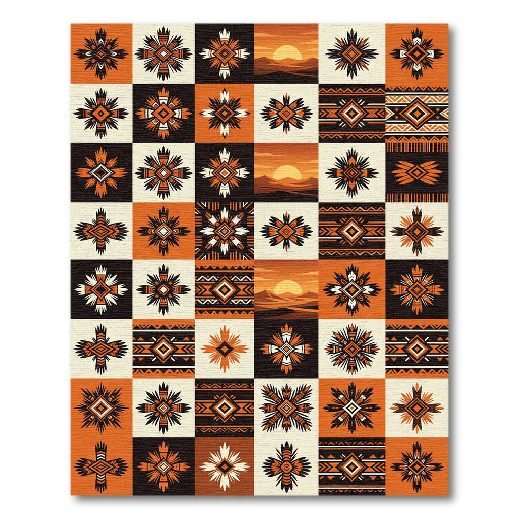 Tribal Sun Geometric Diamond Rug