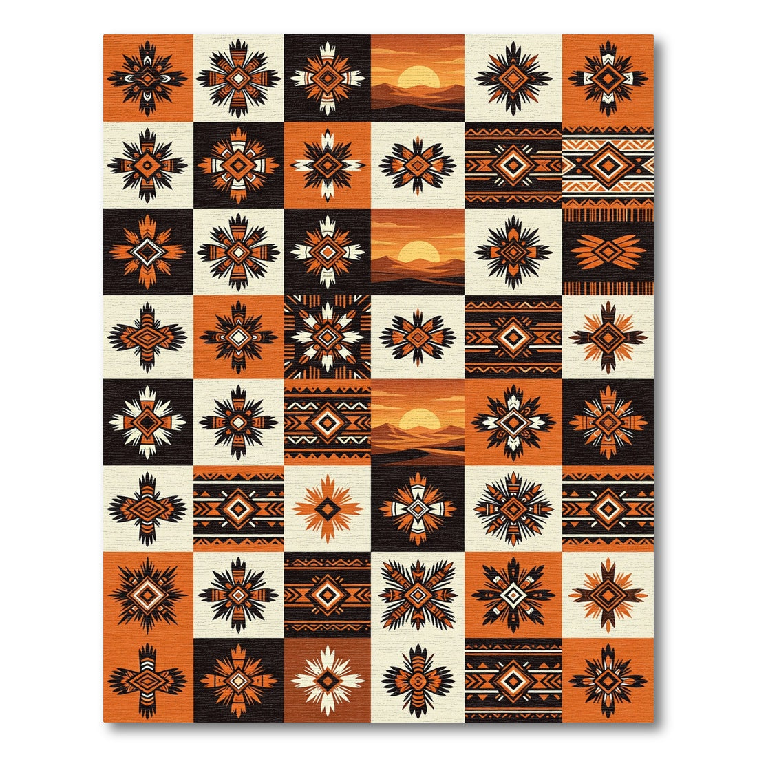 Tribal Sun Geometric Diamond Rug
