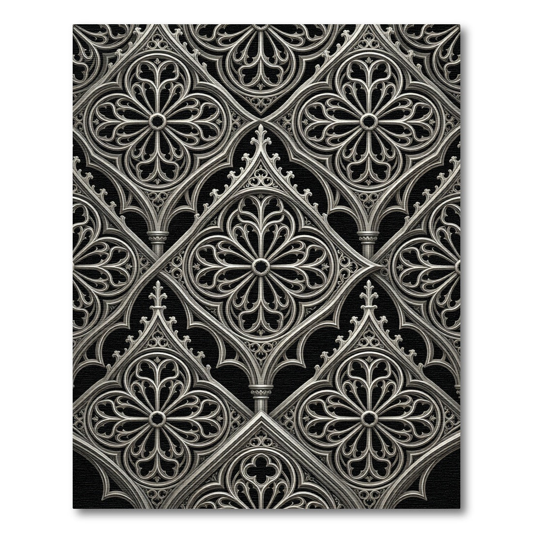 Gothic Silver Quatrefoil Lattice Ornament Rug