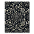 Ornate Black Floral Scrollwork Rug