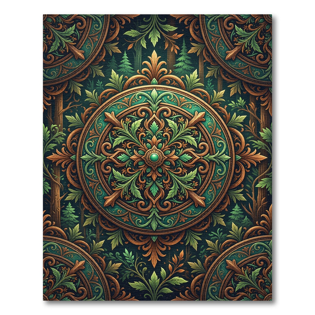 Emerald Forest Ornate Filigree Medallion Rug
