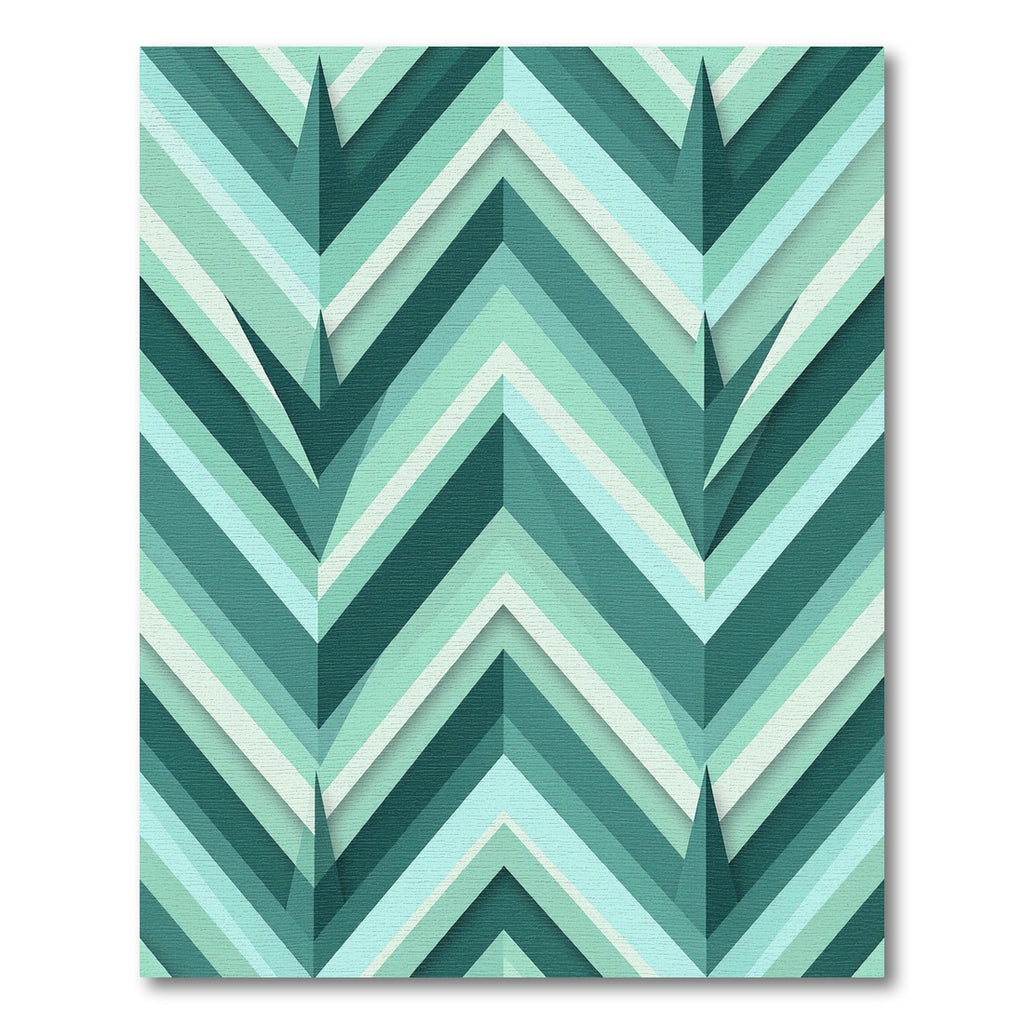 Teal Chevron Layered Geometric Rug