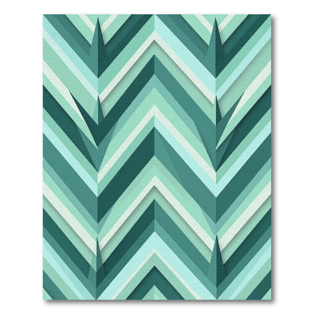 Teal Chevron Layered Geometric Rug