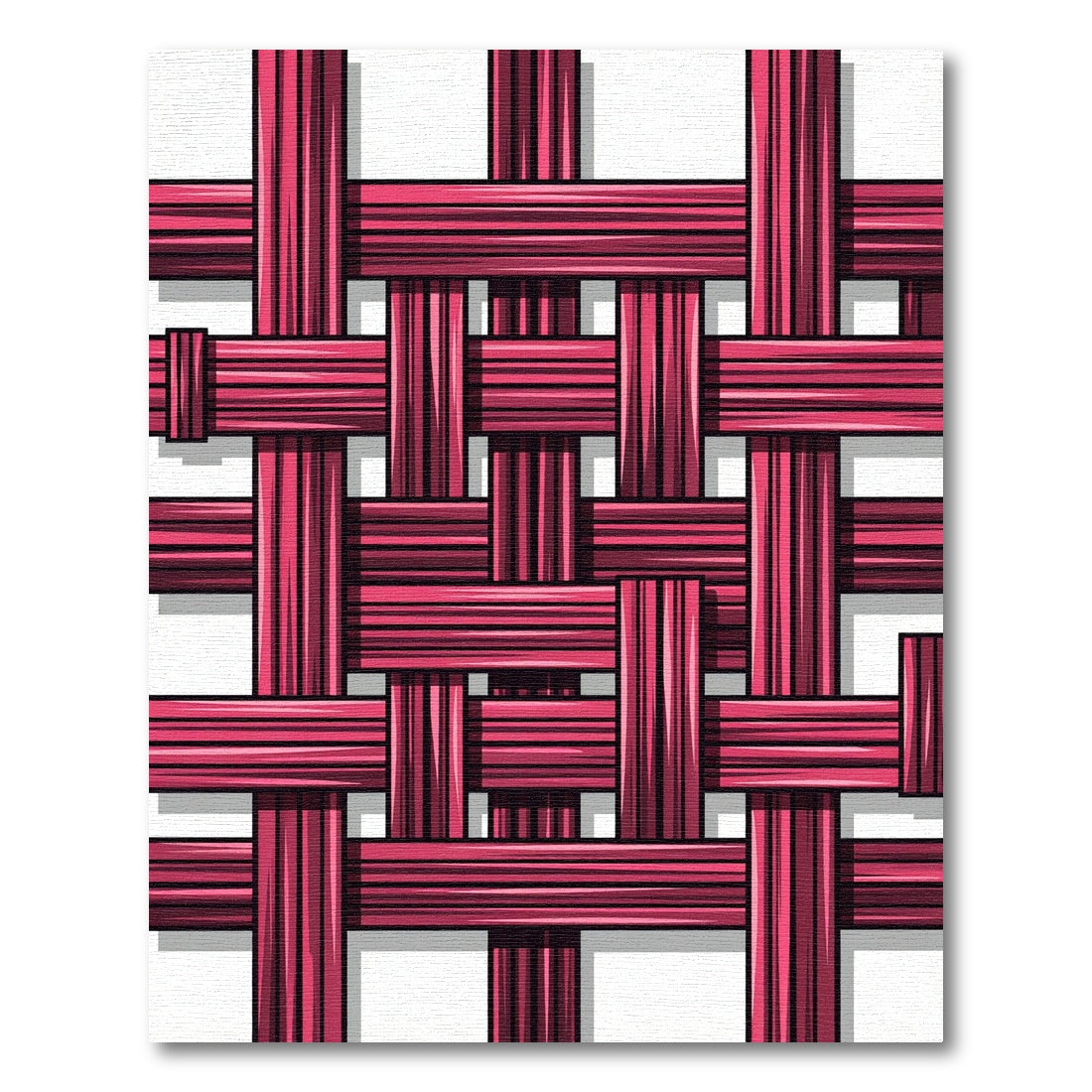 Crimson Woven Texture Crossing Lines Rug
